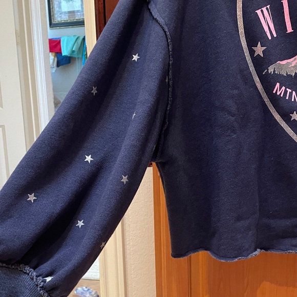Wildfox Navy Olivia Sweater with Pink Mountain Graphic - Picture 4 of 8
